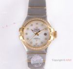 Swiss Copy Omega Constellation 27mm 2-Tone White Mother of Pearl Dial Watch